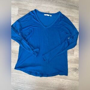 Athleta Royal Blue Long Sleeve V-Neck Top